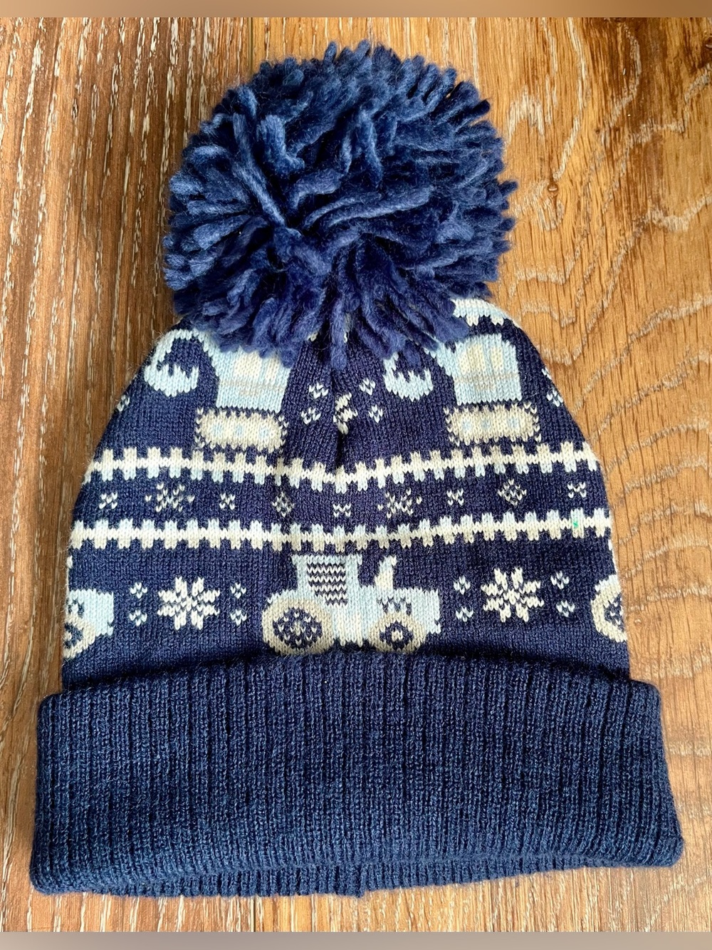 First Steps Navy Winter Tractor Print Beanie Size 2-4T